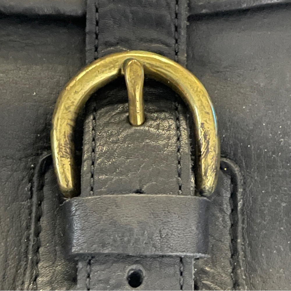 Vintage 90s Gap Black Leather Messenger Bag Brass Style Hardware Men’s Retro Y2K - Picture 16 of 16